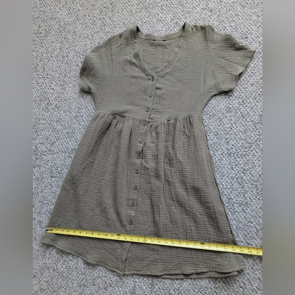 George Women's (Size L) Khaki Colored Cotton Short Sleeve Dress w/Pockets - Picture 9 of 13